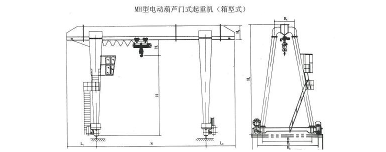 MH型电动葫芦单梁门式蜜桃视频APP下载机结构图