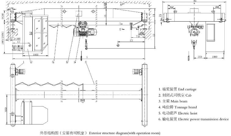 2吨3吨单梁蜜桃视频APP下载机结构图